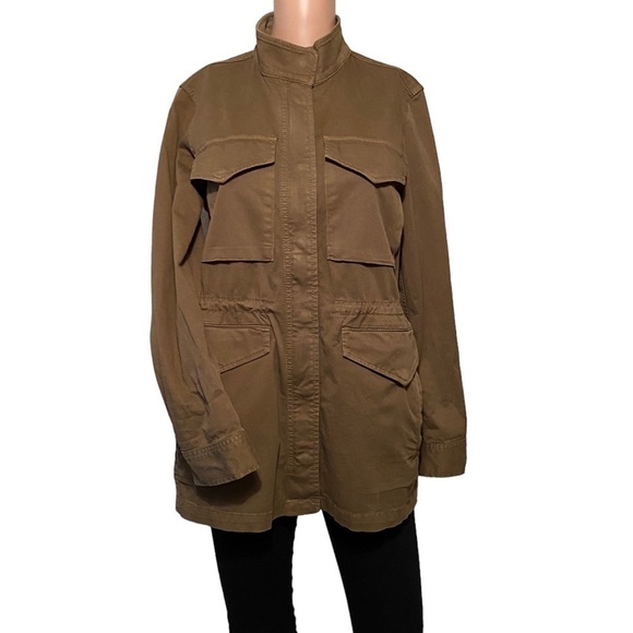 Lucky Brand military jacket olive green adjustable tie waist like new Small - Picture 1 of 9